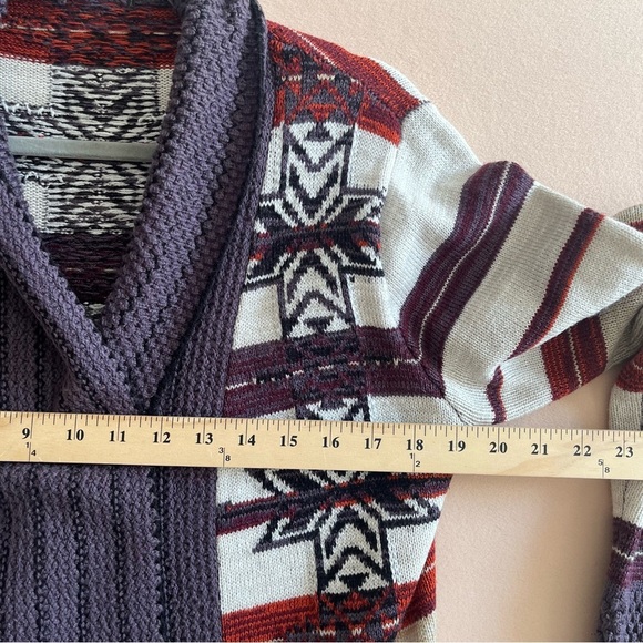 BCBG Women's Open Front Knit Cardigan Lagenlook Aztec Southwestern M - Picture 9 of 13